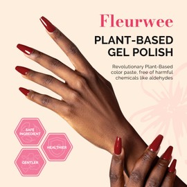 MelodySusie Fleurwee Plant Based Gel Nail Polish, Hema Free Maple Red Nail Polish, Soak Off UV LED Gel Polish Gift for Women 21 Non Toxic Long Lasting Nail Art Manicure Salon DIY at Home B1801