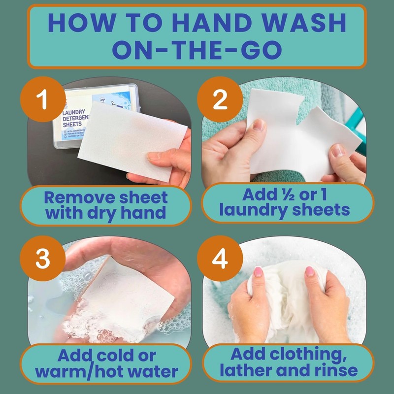 Travel Laundry Detergent Sheets 30 Pack – Hand Wash or