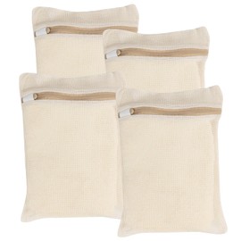 4 Piece Small, Durable Organic Cotton Mesh Laundry Bag with Strong Zipper and Breathable Mesh, Delicate Laundry Bag for Underwear, Clothes, Pants and Socks