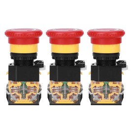 3PCS Interruptor de botón de 22 mm Interruptor de botón de parada de emergencia Piezas industriales Ingeniería Plásticos