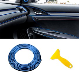 HEVLE Car Interior Trim Strips, Universal Car Gap Fillers, Car Electroplating Decoration Styling Door Dashboard Flexible Strip, Car Interior Accessories Including Installing Tool (Blue, 10M)
