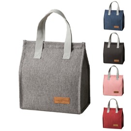 HEVIBK Lunch Bag, Small Lunch Bag, Foldable Insulated Bag, Thermal Bag with Foil Lining, Lunch Bag for On the Go (Grey)