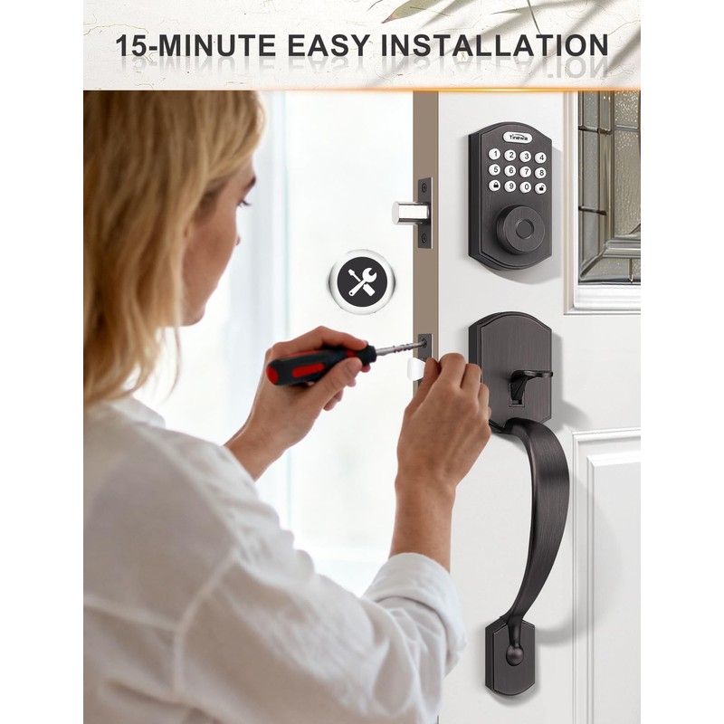 Tinewa Smart Locks for Front Door - Oil Rubbed Bronze
