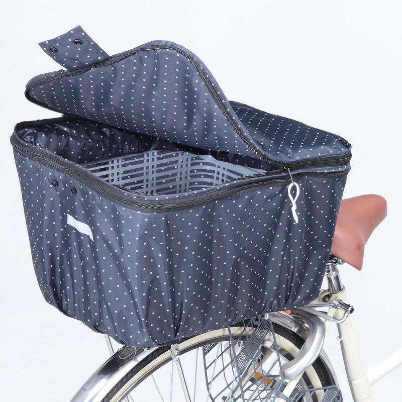 川住製作所 自転車 2段式後カゴカバー KW-546BK/WD ブラック/ホワイトドット