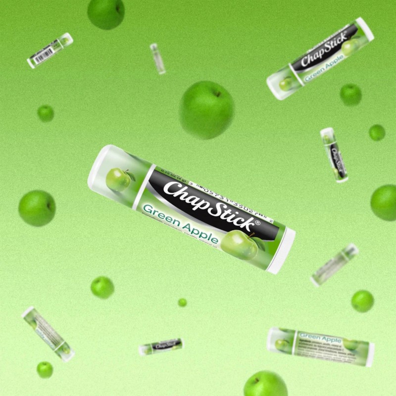 ChapStick Green Apple Flavored Lip Balm, Paraben Free, 0.15 oz,