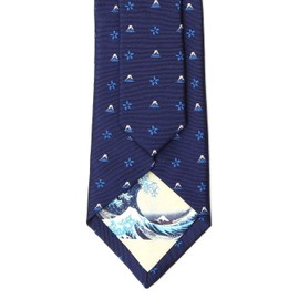 Fortuna Tokyo FT-T18 Men's Necktie, Hokusai Nishijin Woven Necktie, 18, blue (navy blue)