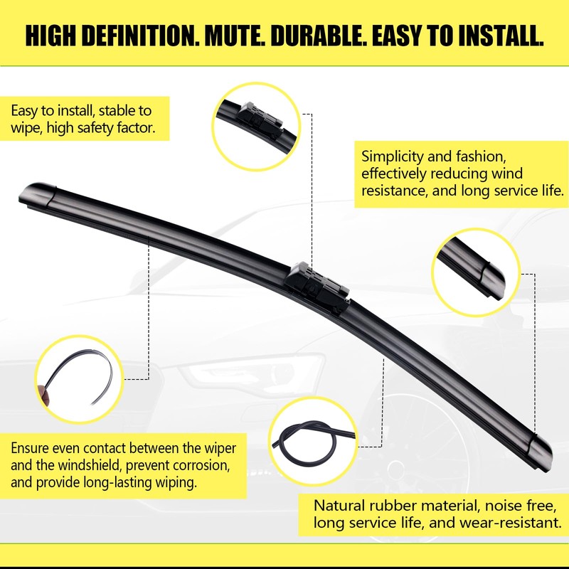 ANIKLUIM® 24"+21" Wiper Blades with 13" Rear Wiper Blade Set
