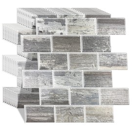 Thicker, WalDecoo Self-Adhesive Kitchen Backsplash, Subway Tile Peel and Stick Tiles Backsplash for Kitchen, Mosaic Tiles Stick on Tiles Kitchen Backsplash（10Tiles, 12" × 12"）