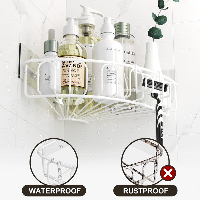 Orimade Corner Shower Caddy Stainless Steel with Hooks Wall Mounted