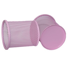 SNOW COOLER Pen Holder Mesh Pencil Holder Metal Pen Holder Cup Pencil Cup Holder for Desk Office Pen Organizer PINK, 4 Pack