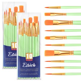 ESRICH Paint Brushes, 2 Packs / 20 Pcs Nylon Miniature Paintbrushes, Face and Body Watercolor Oil Painting Artist Professional Acrylic Paint Brushes Set,Green