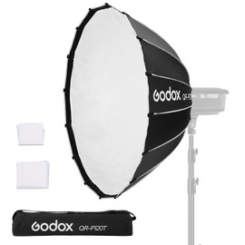 Godox QR-120T Quick Release Parabolic Softbox 47.3in 120cm Bowens Mount Softbox with Carry Bag 2 Diffusers for Photography Shooting Continous Light Monolights Vedio Portrait Shooting(47.3in, Softbox)