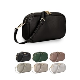 LASIEM Women's Shoulder Bag with Convenient Wallet Function, Simple Wallet Function, Crossbody Bag, Pochette Bag, Leather, Genuine Leather, Black (without wallet function)