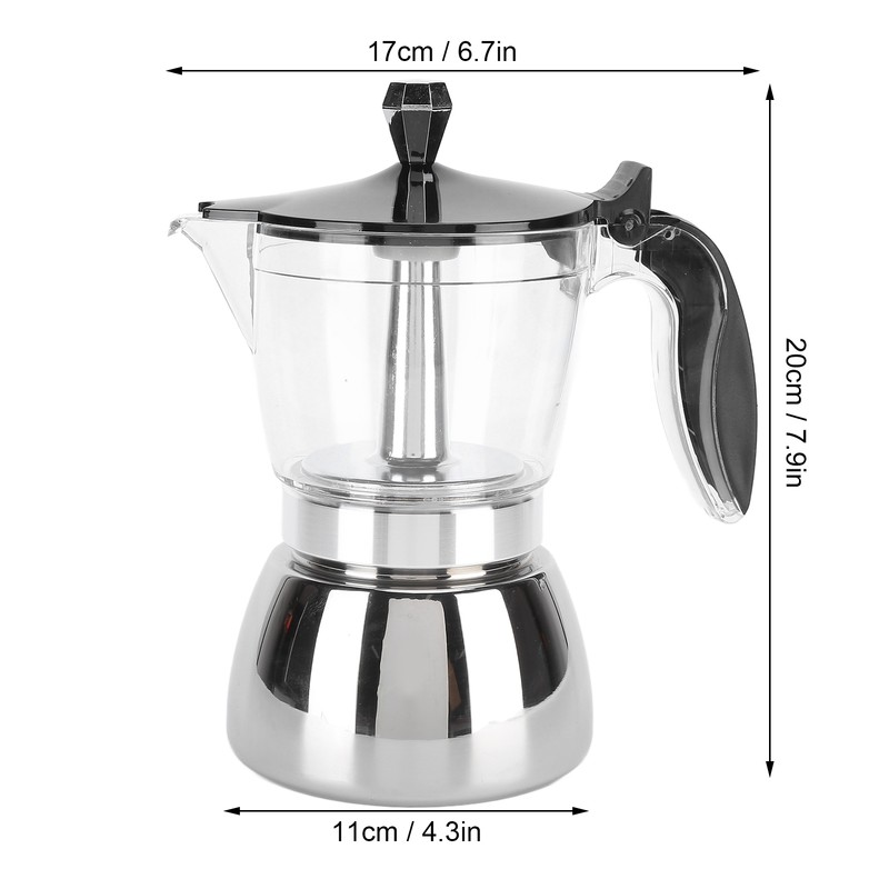 6 Cups Stainless Steel Coffee Pot Italian Octagonal Household Brewing