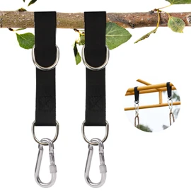 AMONENZ tree swing hanging kit, 55cm hammock tree straps, Swing Hanging Straps, Heavy Hanging Straps with Two Sturdy Carabiners for Tree Swing Seat, Hammock, Plank