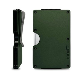 Aluminum RFID Wallet for Men – Slim Front Pocket Metal Card Holder with Cash Clip – Lightweight, Durable Minimalist Wallet with Optional AirTag Holder + Cash Strap Included (Green, Cash Clip)