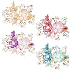 inSowni Paquete de 4 Pasadores Franceses de Metal de Lujo con Brillantina Reluciente Gemas Enjoyadas Cristales Diamantes de Imitación Retro Vintage Ma