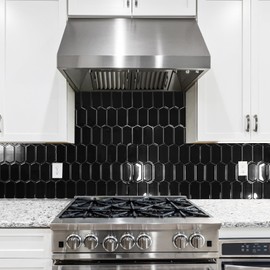 Art3d 10-Sheet Heavy-Duty Peel and Stick Backsplash, Self-Adhesive Vinyl Wall Tiles for Kitchen Countertop Bathroom, Black