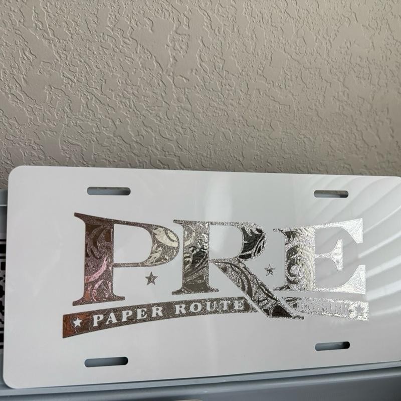PRE Chrome Engraved License Plate - Colour: White