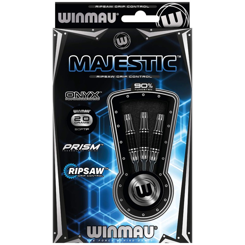 WINMAU Majestic Tungsten Softip Darts Set 20g with Prism Flights