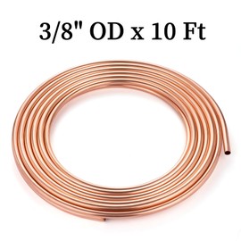 GOORY Copper Tubing 3/8" OD x 0.328" ID x 10 Ft - 99.9% C12200 Pure ACR Tube - ASTM B280 Refrigeration T2 Copper Tube Soft Coil - Round Seamless Tubing for Refrigerator HVAC System Industry DIY