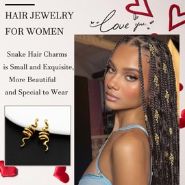 SAWINDA 12PCS Snake Hair Charms for Braids Gold Loc Jewelry for Hair Dreadlocks Locking Spiral Cuff Metal Dreadlock Accessories Hair Braid Decoration for Women and Gils