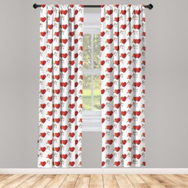 Ambesonne - Juego de cortinas románticas de 2 paneles, diseño de corazones rotos en el corazón sobre fondo liso, para sala de estar o dormitorio, 142 x 213 cm, color naranja