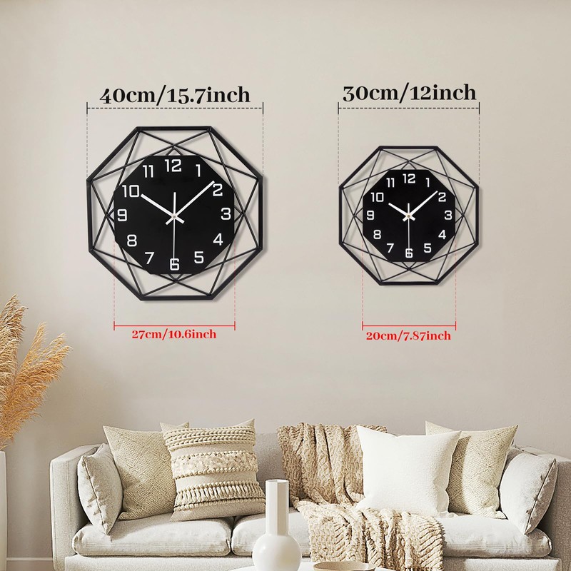 VIVILINEN 12inch Wall Clock 3D Metal Modern Wall Clock Slient