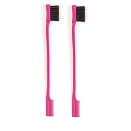 Foxi Fresh Double Sided Edge Control Hair Brush Comb PINK (2 Pieces)