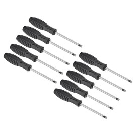 TOP-VIGOR 10pcs Mini Slotted Screwdriver 5mm Flat Head 145mm Length, Small Precision Screwdrivers with Non-Slip Handle for Electronics, Glasses, Watch, Computer and Small Appliance Repair