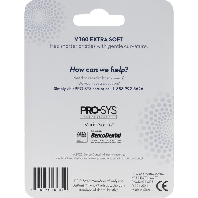PRO-SYS® White VarioSonic® Electric Toothbrush Replacement Heads (V180 Extra Soft),