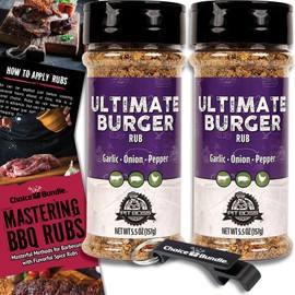 Pit Boss Ultimate Burger Premium BBQ Barbecue Mixed Seasoning Spice & Rub 2 pk Choice Bundle (11 oz) + Guide & Keychain Bottle Opener (4 Items)!