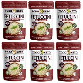 TODO KETO Pasta de Konjac Shirataki (250g) - Fetuccini Cero Calorías-Sustituto de Pasta Sin Carbohidratos ni Azúcar - Sin Gluten, Vegano y Low Carb (6 PIEZAS)