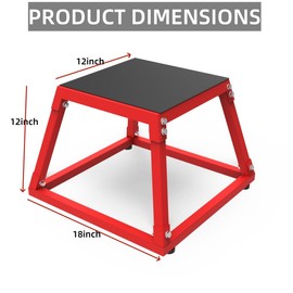 12 Inch Plyometric Jump Box, Steel Plyo Platform and Jumping Box, Anti-Slip Exercise Step Up Box for Home Gym Training,Red
