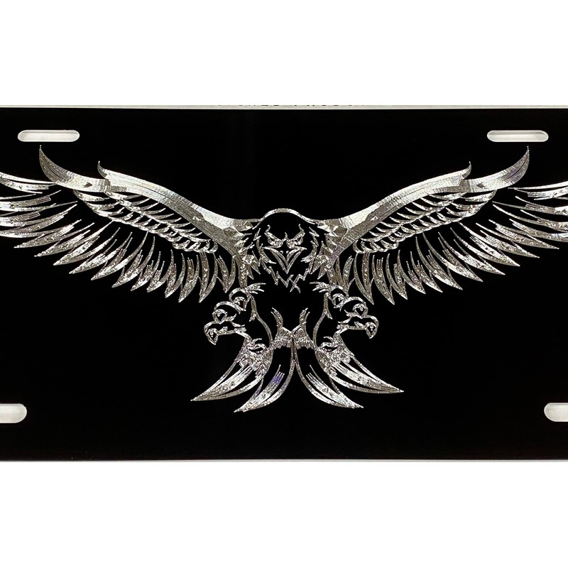 Engraved US American 3D Fierce Eagle Diamond Etched Car Tag