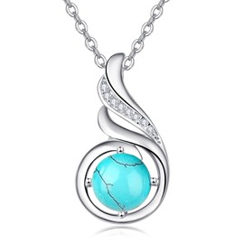 TANGPOET Turquoise Pendant Necklace for Women 925 Sterling Silver Turquoise Blue Stone Jewellery Gifts for Birthday Mothers Day Christmas