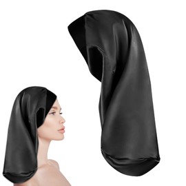 Long Hair Bonnet for Sleeping, Satin Night Sleep Cap with Wide Elastic Band, Soft Head Cover for Braids, Silk Bonnet for Curly and Black Hair, Comfortable and Lightweight