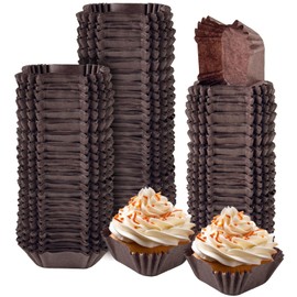 qiqee 500pcs Coffee Square Cupcake Liners Muffin Linner No Smell, Food Grade Baking Cups（Standard Size）