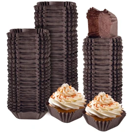qiqee 500pcs Coffee Square Cupcake Liners Muffin Linner No Smell, Food Grade Baking Cups（Standard Size）