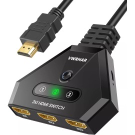 Universal HDMI Switch 4K HDMI Splitter, Automatic HDMI Switch 3 in 1 Out with Pigtail HDMI