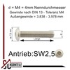 SC-Normteile SC7380-1 Rounded Head Screws with Hexagon Socket - M4