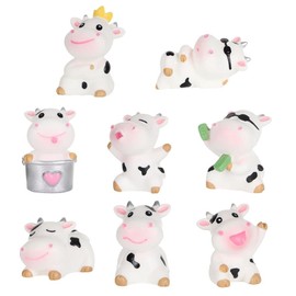 HomeSoGood 8pcs Mini Cartoon Cow Figurines, Miniature Cow Statue, Micro Landscape Decoration, Animal Model Ornament