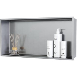 OLNGYUE Bathroom Shower Niches Shelves: No Tile Needed Stainless Steel - 24x12 Inchs Recessed Wall Niche Box for House Decoration - Brushed Nickel