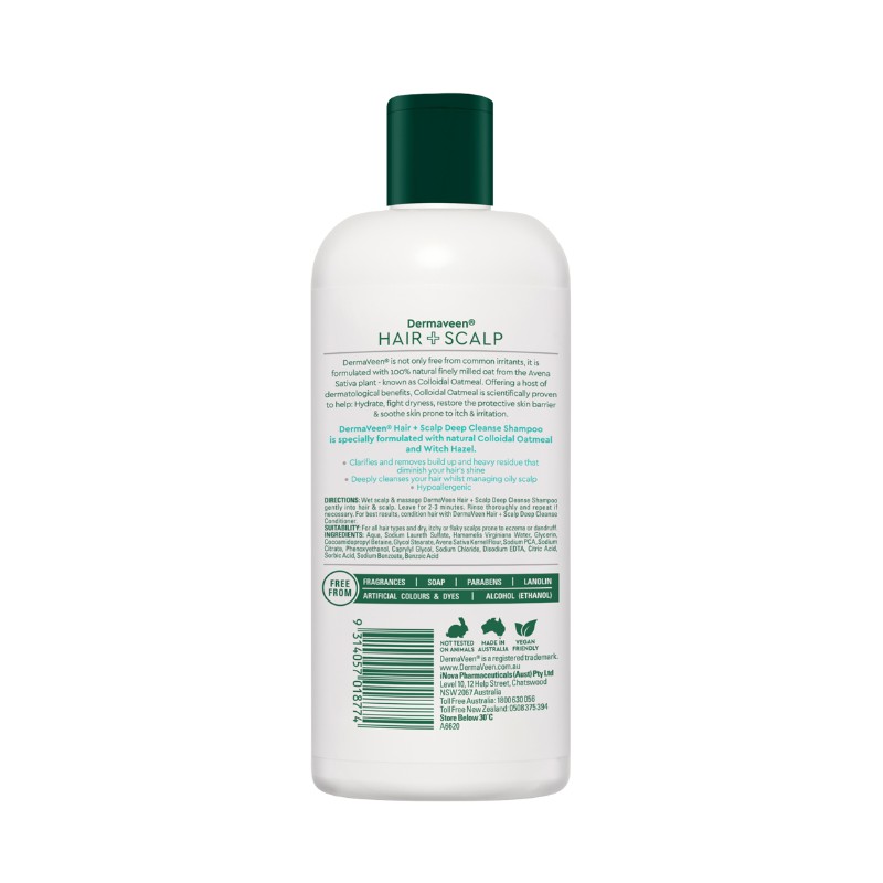 DermaVeen Hair + Scalp Deep Cleanse Shampoo 500ml