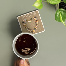 California, Stone Heart on Sand (Absorbent Ceramic Coaster, Single, Cork Back, Kitchen Table Decor)