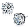Moissanite Stud Earrings 18K White Gold Plated Brilliant Round Cut