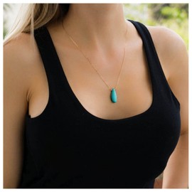 Cimenexe Bohemian Waterdrop Turquoise Choker Necklace Teardrop Turquoise Bead Necklace Turquoise Pendant Necklace Blue Natural Stone Necklace Chain Jewelry for Women and Girls