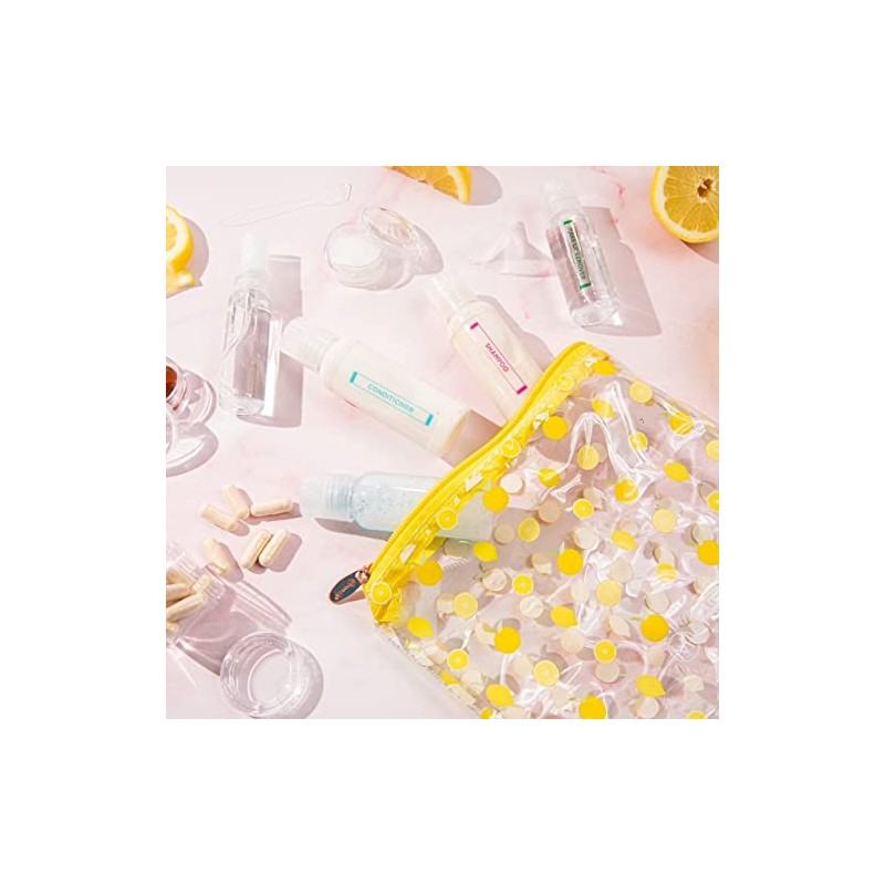 MIAMICA Lemon Women's TSA Compliant Travel Bottles and Toiletry Bag