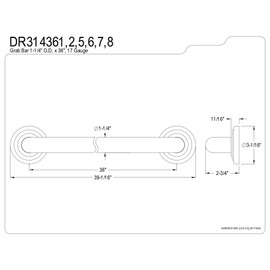 Kingston Brass DR314362 Designer Trimscape Restoration Decor 36-Inch Grab Bar with 1.25-Inch Outer Diameter, Polished Brass