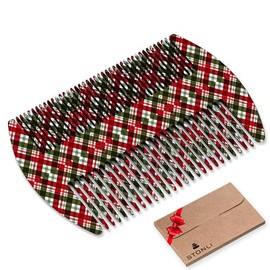STONLI Metal Beard & Moustache Comb for Men – Compact Credit Card Size, Pocket-Friendly, Lightweight 31.4g (Checkered-Red)